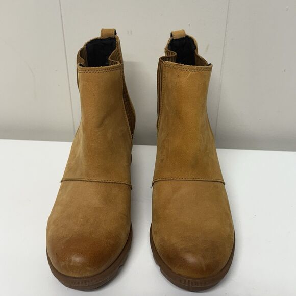 SOREL Joan of Arctic Wedge II Camel Tan Chelsea Leather Boots Women's 9 New - Picture 10 of 13
